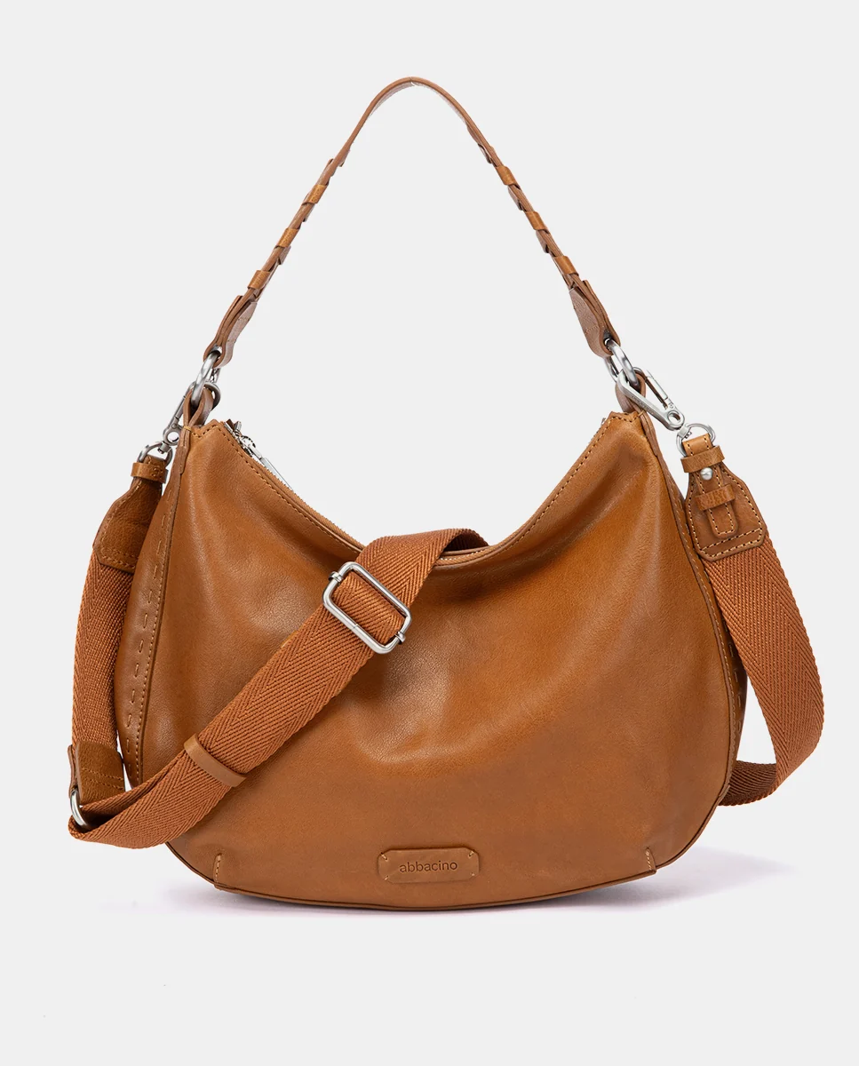 Bolso de hombro pequeño en piel cognac - Imagen 6