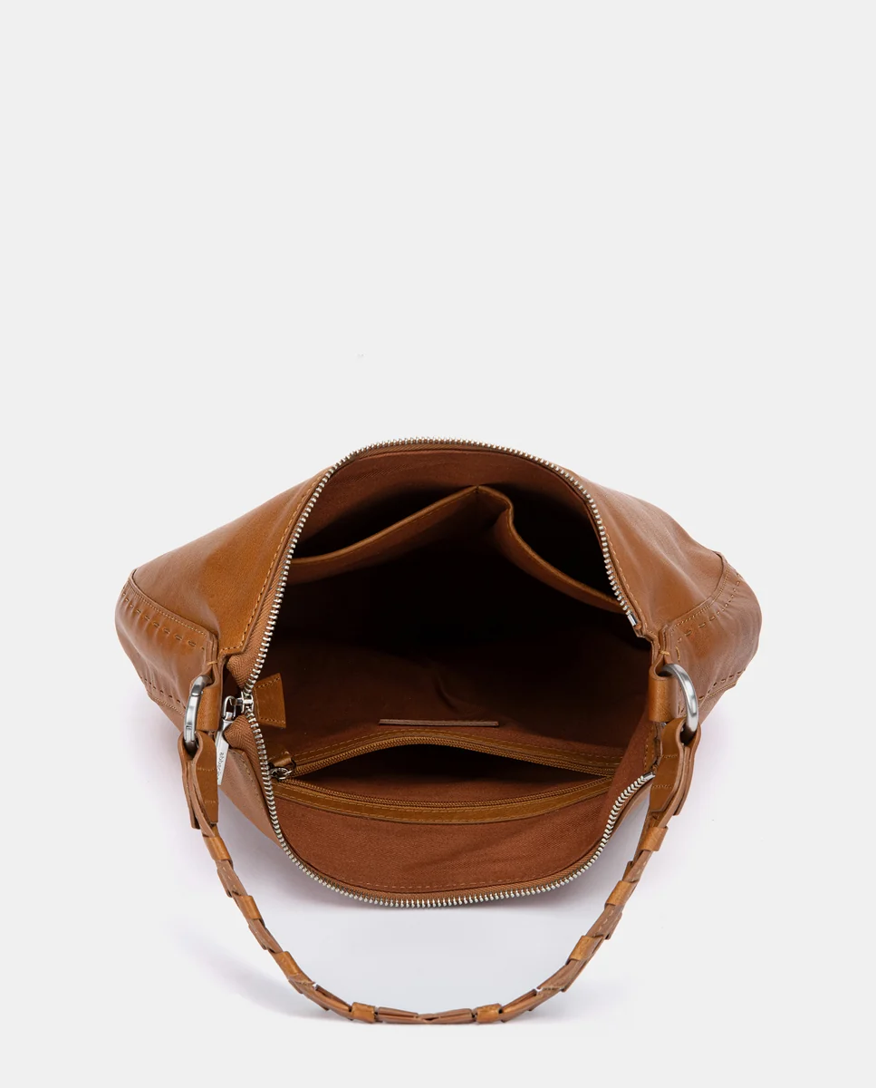Bolso de hombro pequeño en piel cognac - Imagen 8