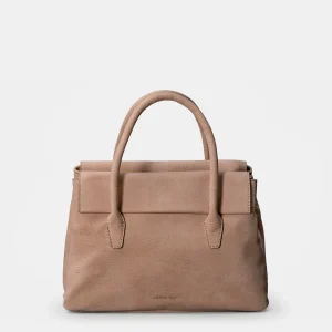 Bolso de mano en piel beige