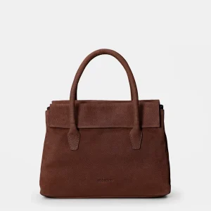 Bolso de mano en piel marrón