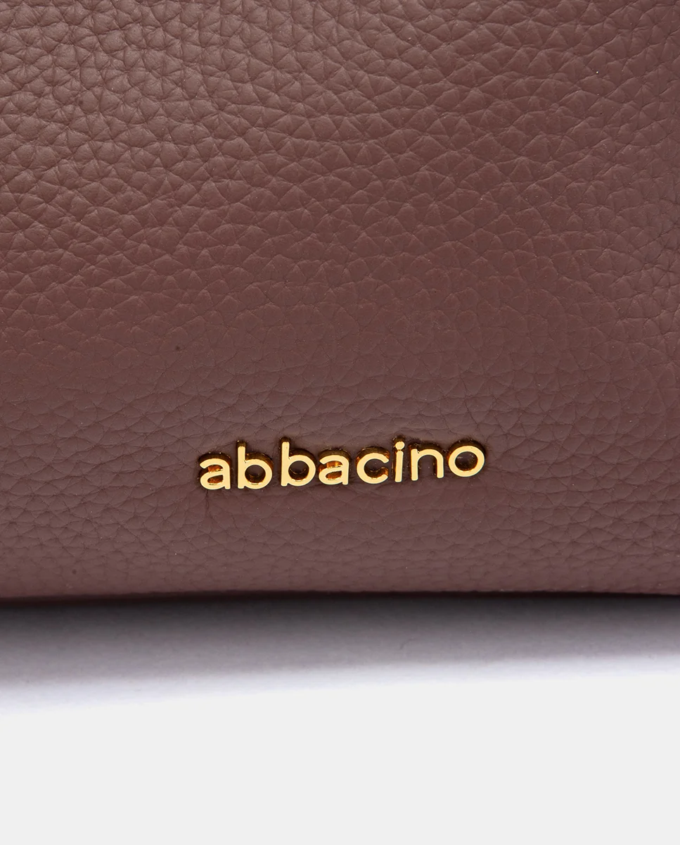 Bolso de hombro en piel y serraje marrón - Imagen 8