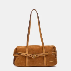 Bolso de hombro en serraje cognac