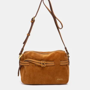 Bandolera en serraje cognac