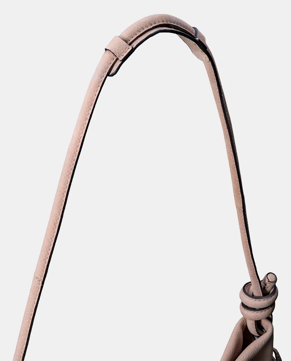 Bolso de hombro en piel con flecos beige - Imagen 8