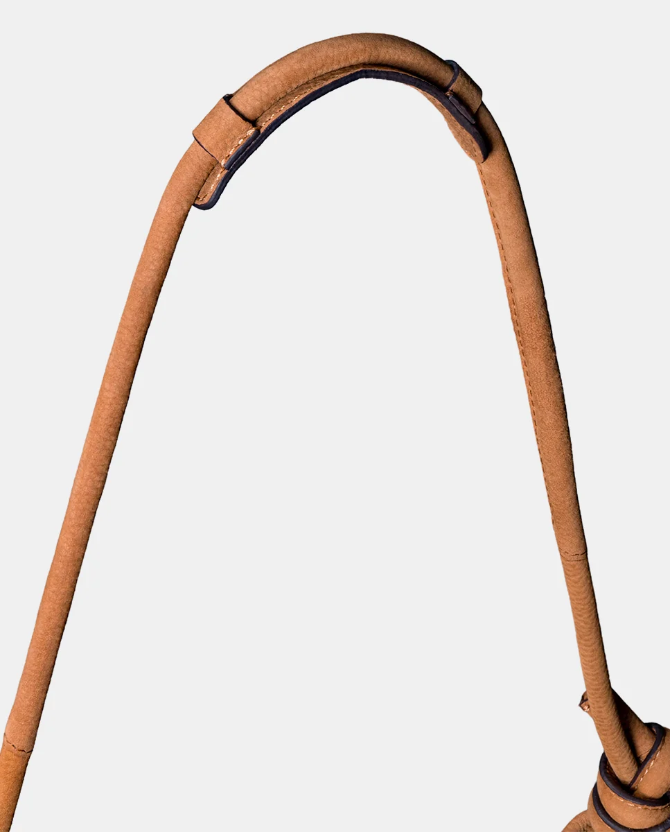 Bolso de hombro en piel con flecos cognac - Imagen 8