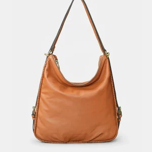 Bolso multifuncional en piel cognac
