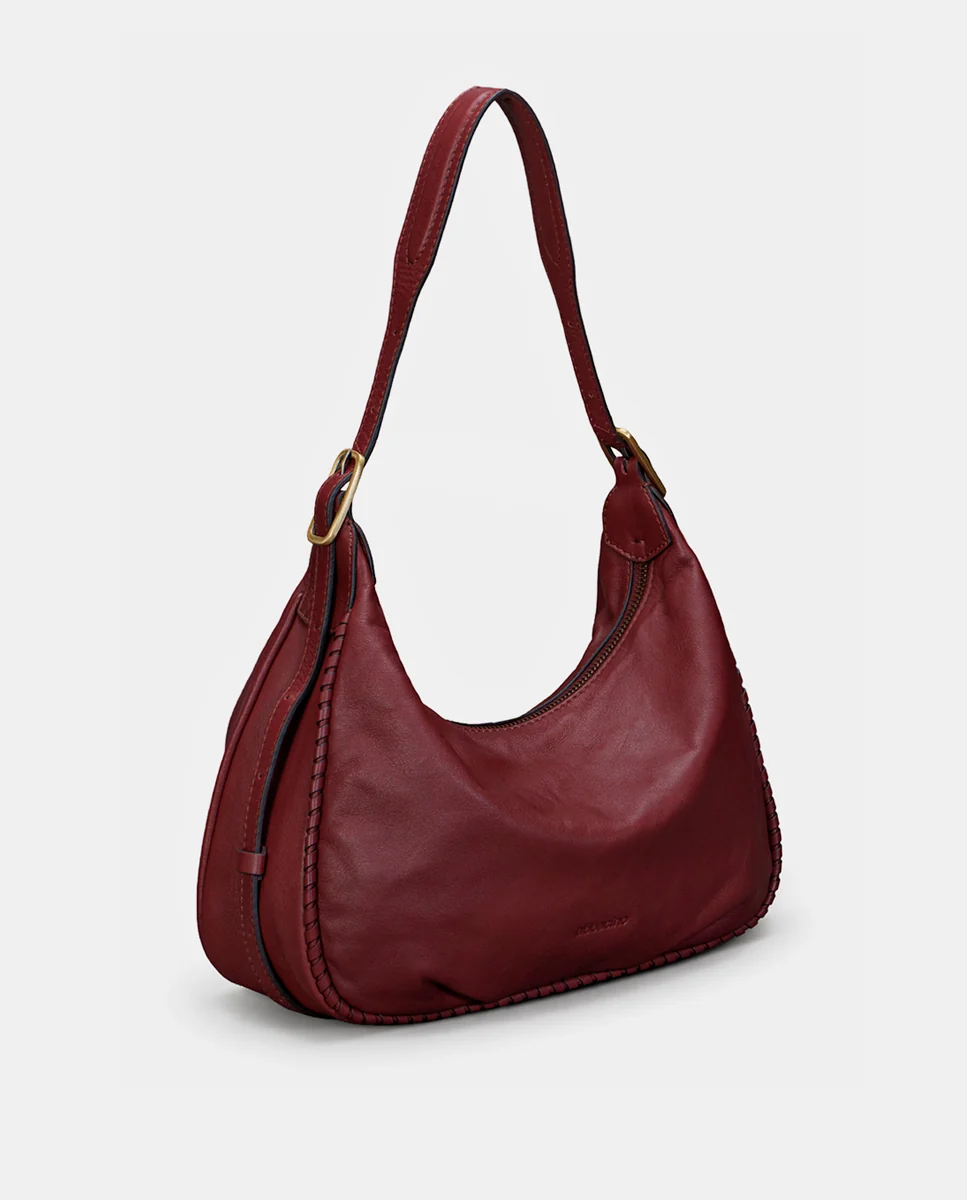 Bolso de hombro en piel burdeos - Imagen 3