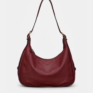 Bolso de hombro en piel burdeos