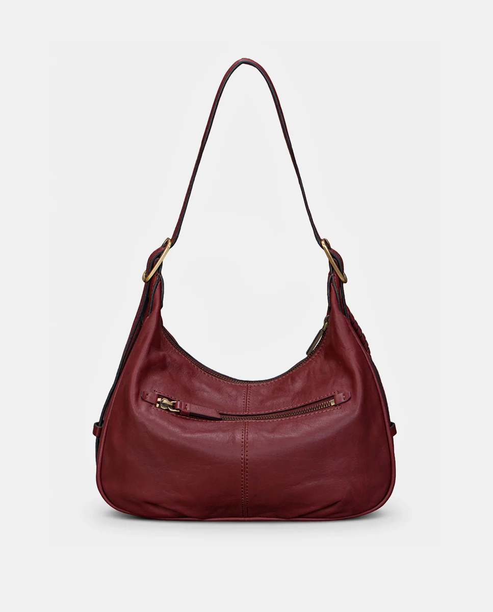 Bolso de hombro en piel burdeos - Imagen 4