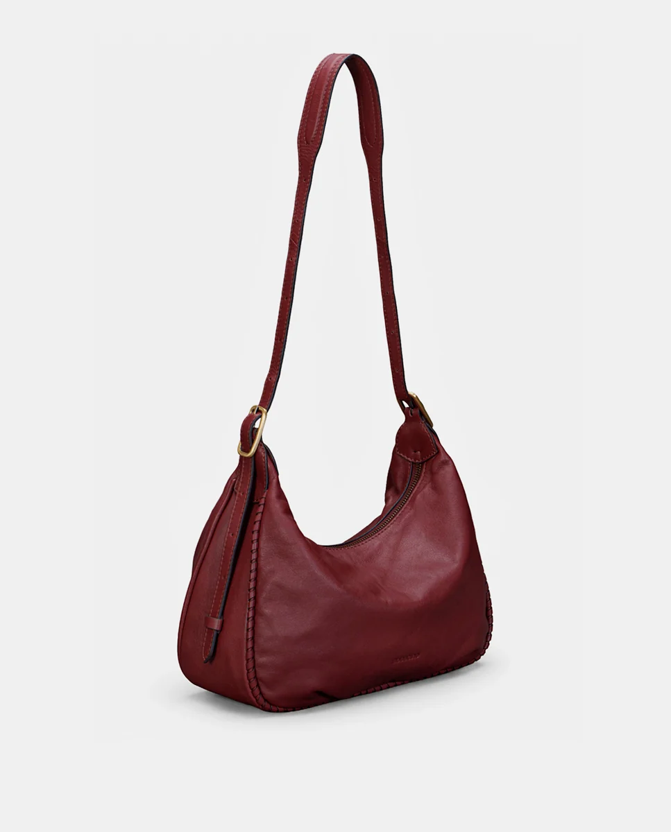 Bolso de hombro en piel burdeos - Imagen 5