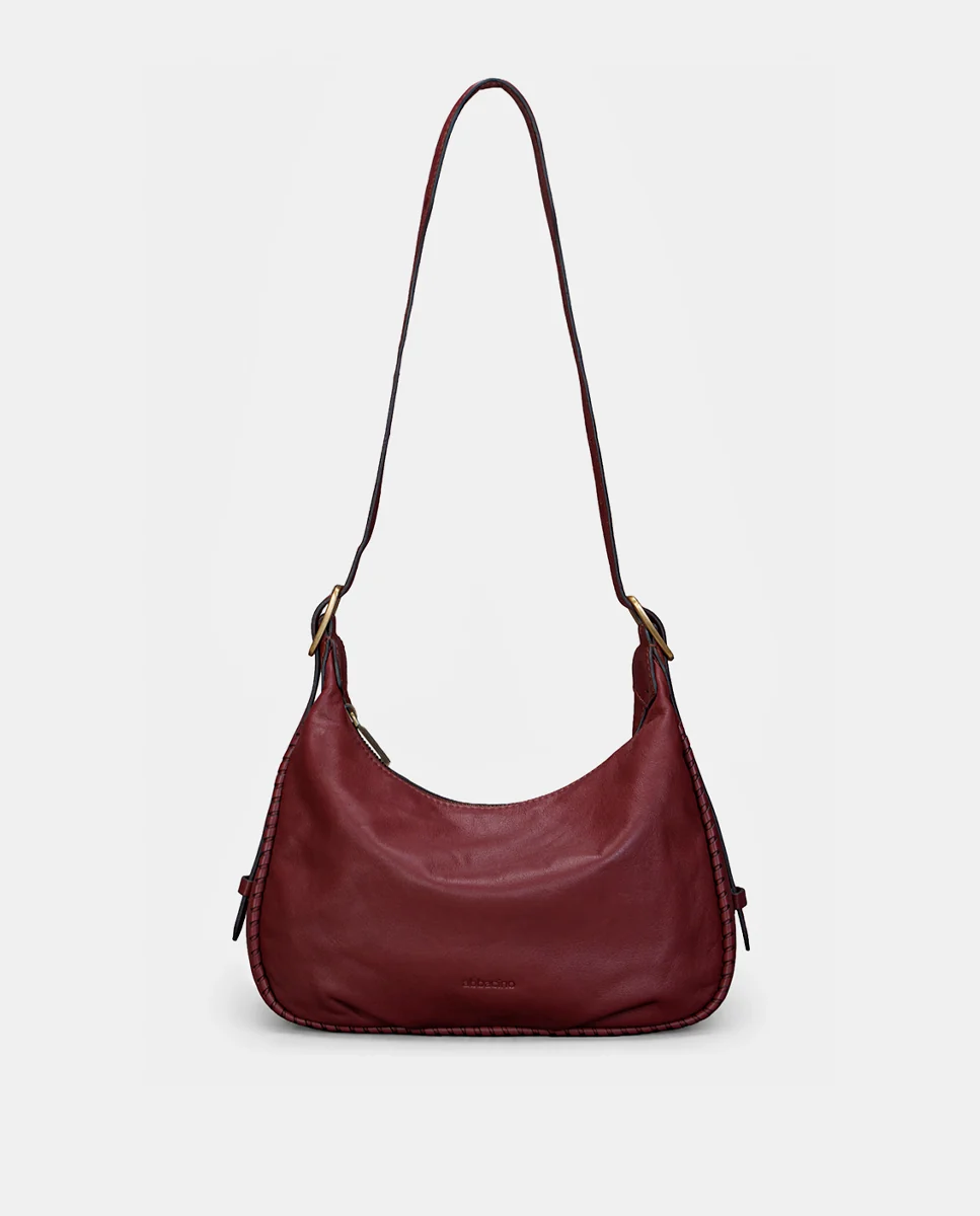 Bolso de hombro en piel burdeos - Imagen 6
