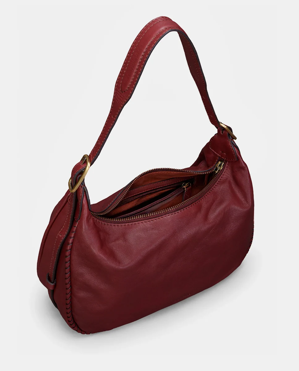 Bolso de hombro en piel burdeos - Imagen 7