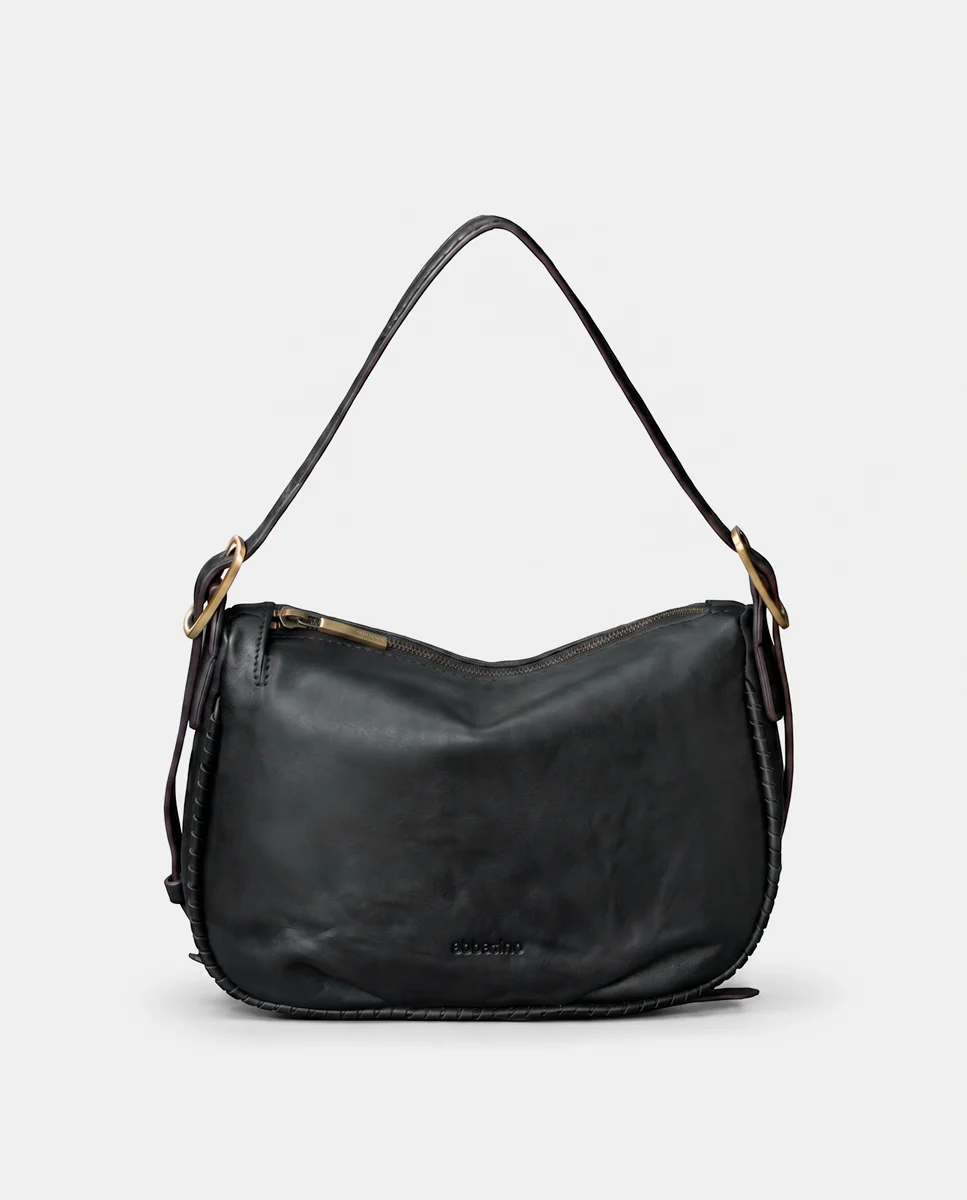 Bolso de mano en piel negro