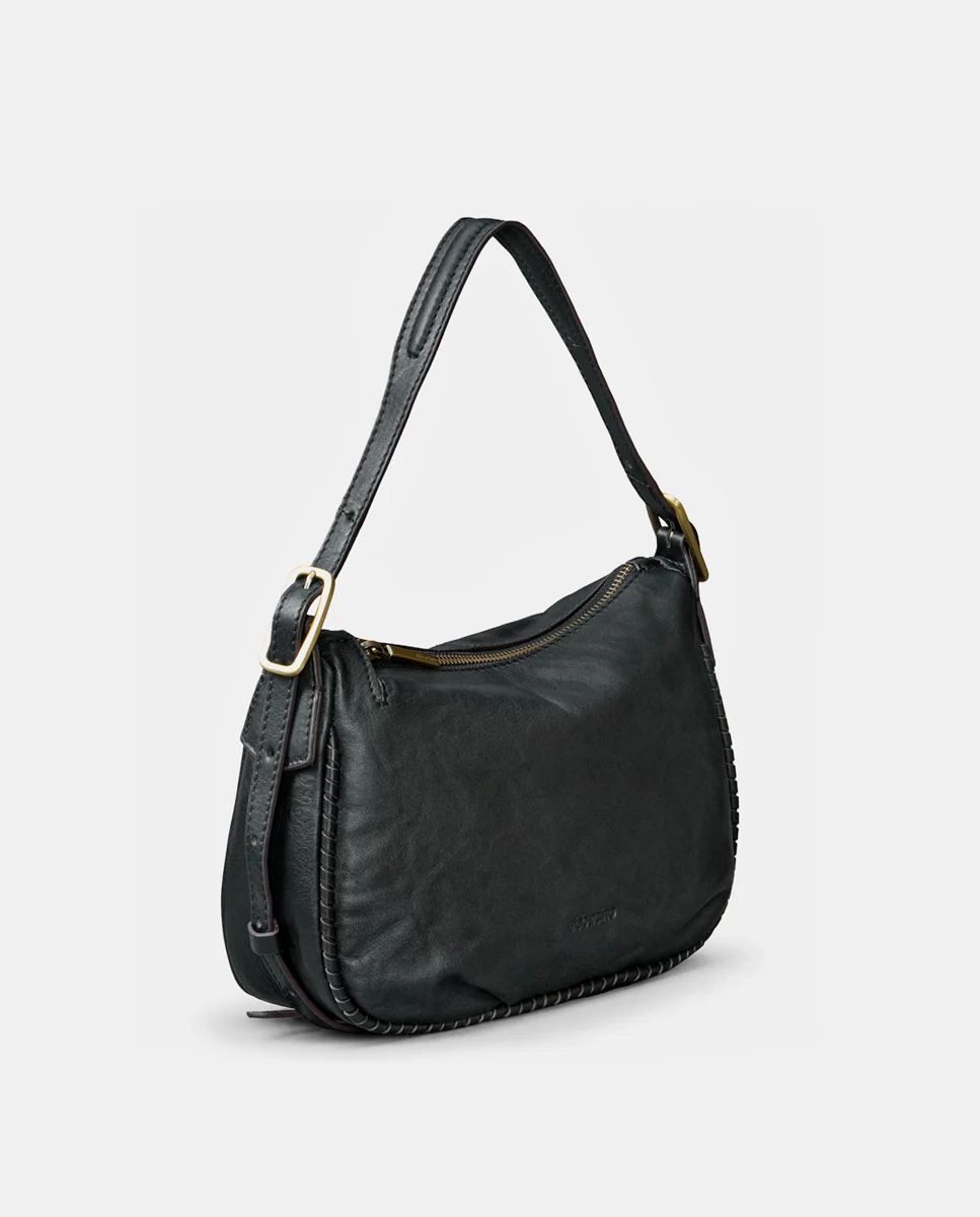 Bolso de mano en piel negro - Imagen 3