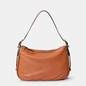 Bolso de mano en piel  cognac