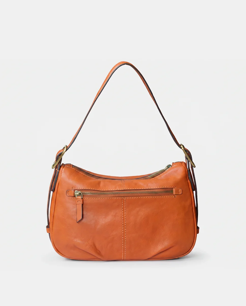 Bolso de mano en piel cognac - Imagen 3