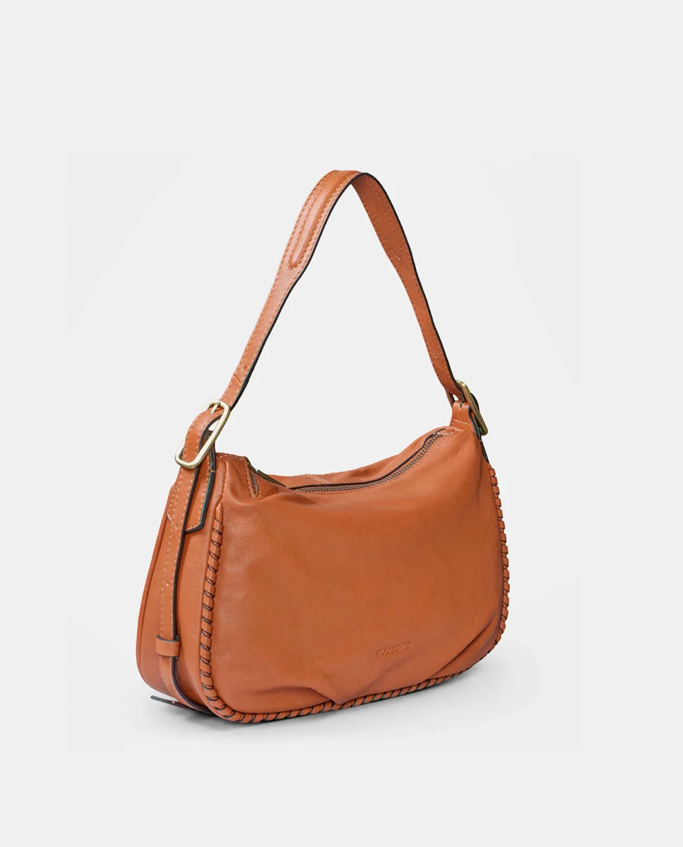 Bolso de mano en piel cognac - Imagen 4