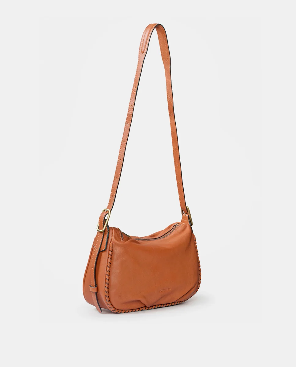 Bolso de mano en piel cognac - Imagen 7