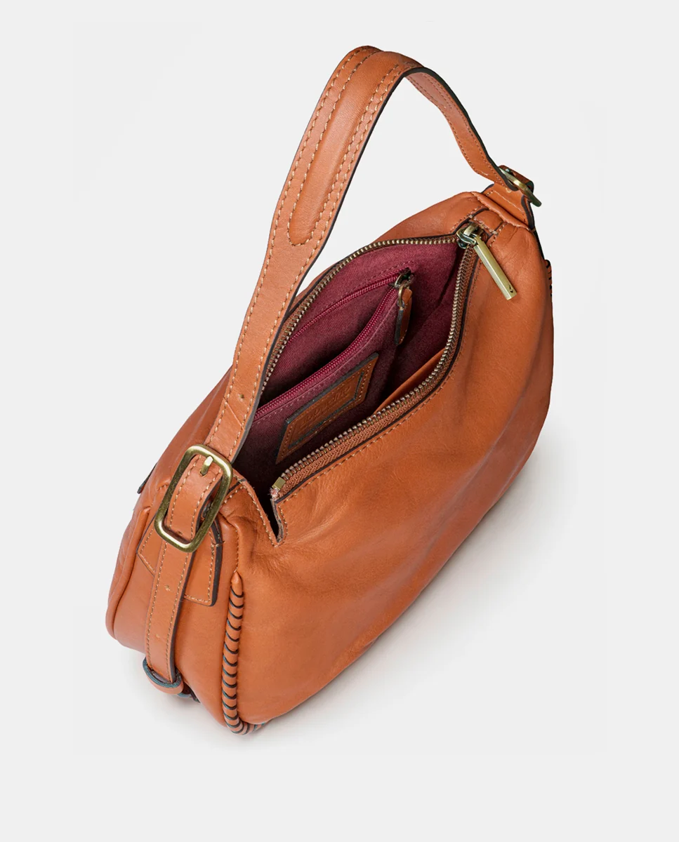 Bolso de mano en piel cognac - Imagen 8