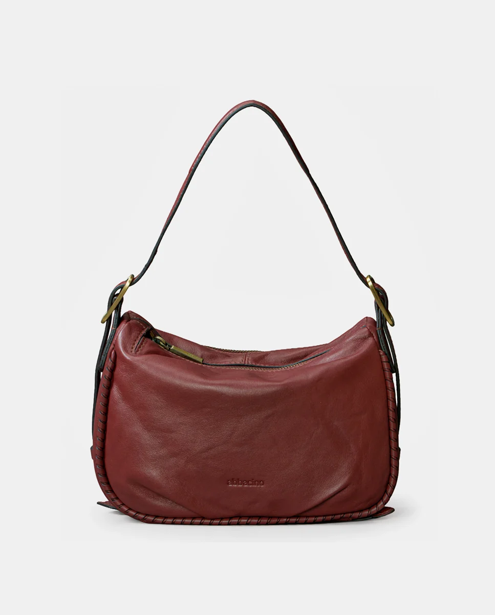 Bolso de mano en piel burdeos