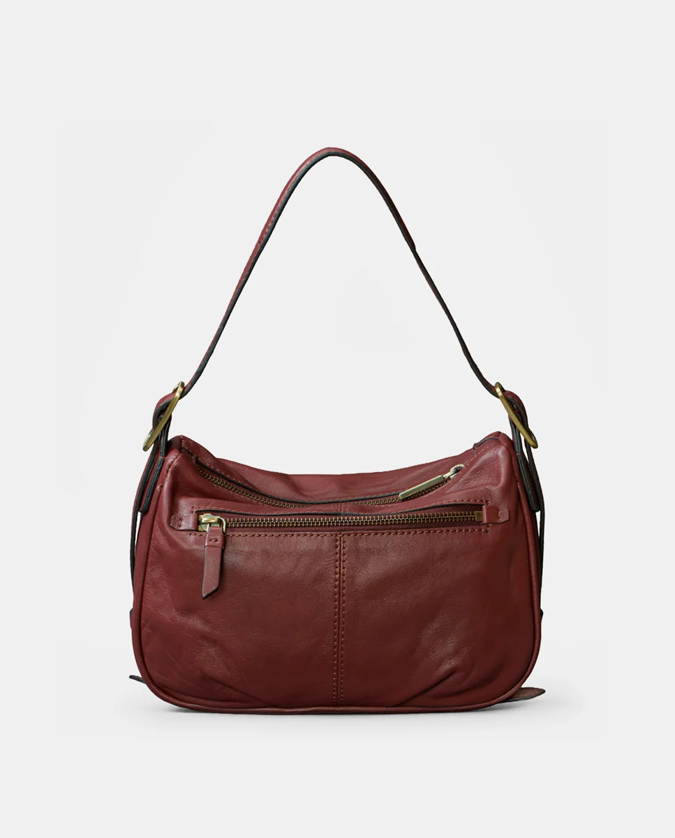 Bolso de mano en piel burdeos - Imagen 4