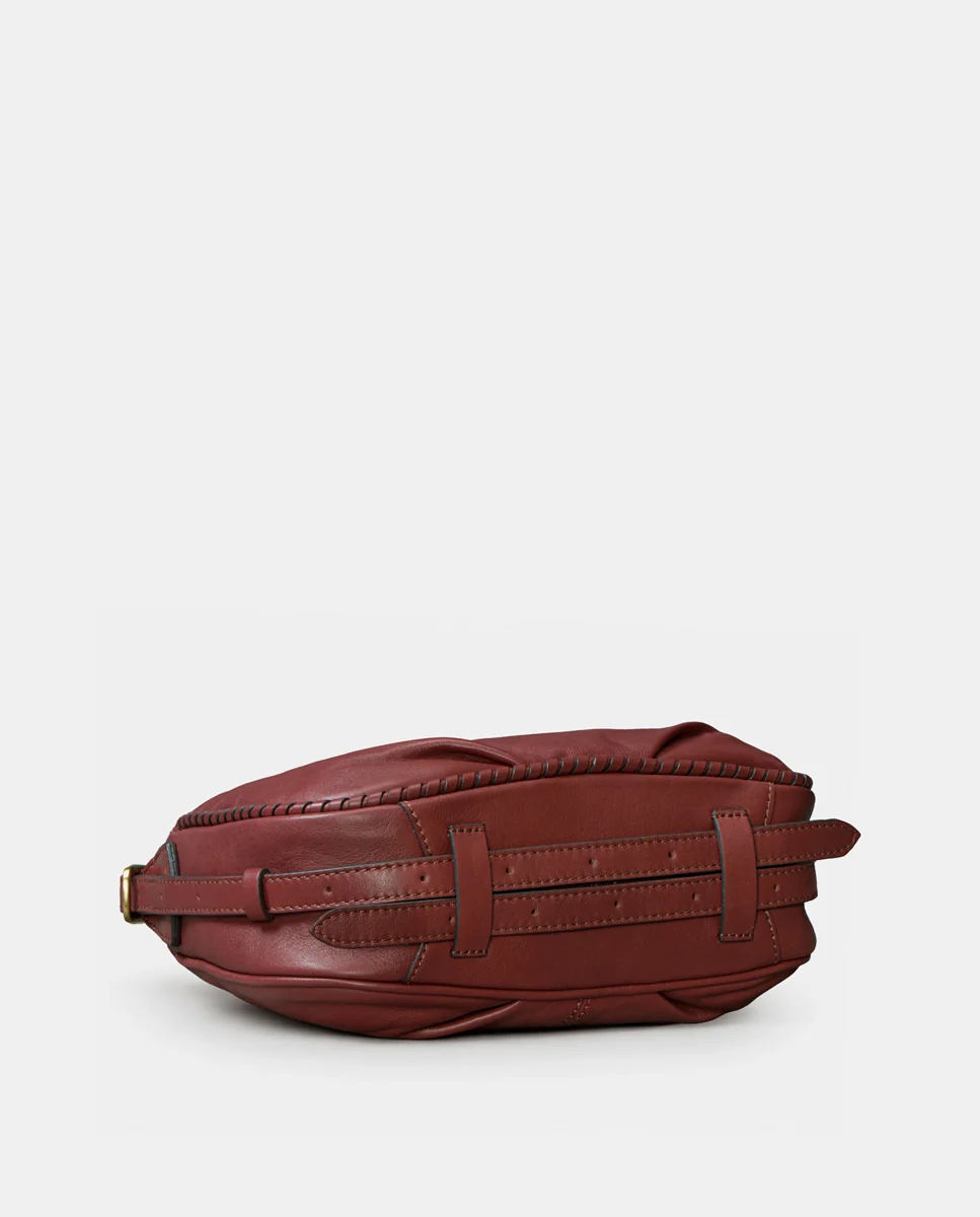 Bolso de mano en piel burdeos - Imagen 8