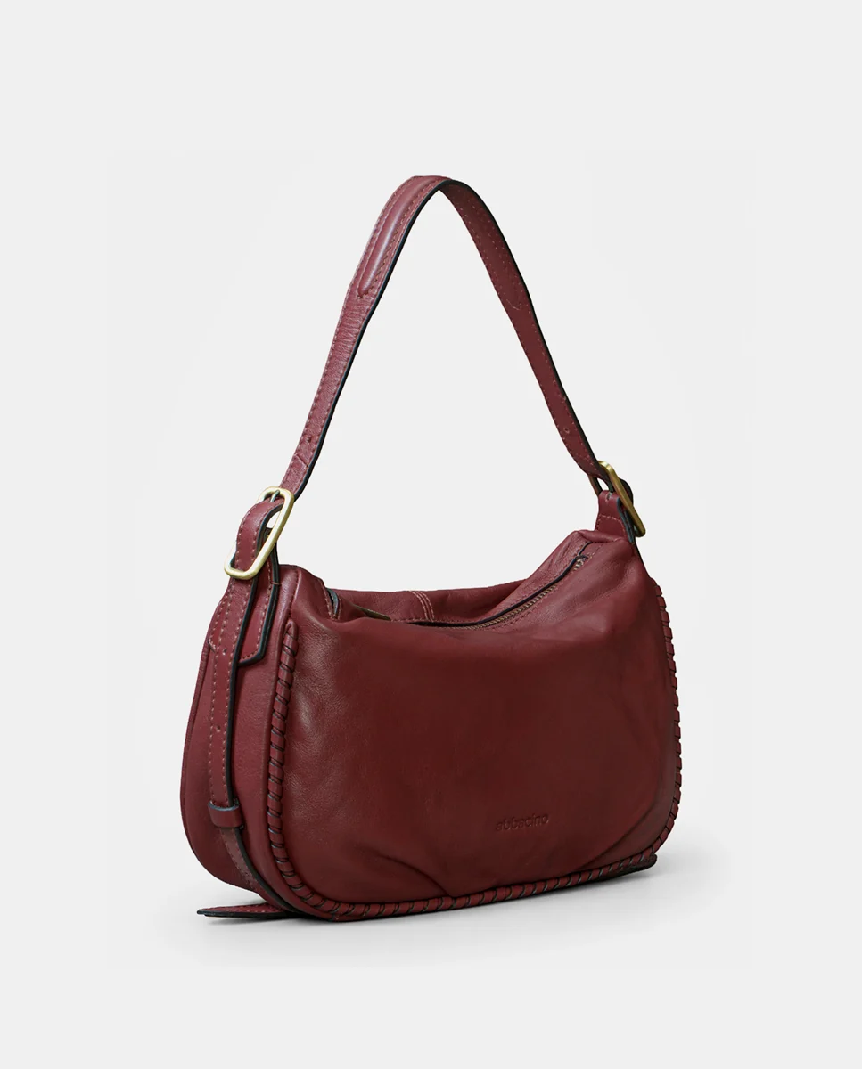 Bolso de mano en piel burdeos - Imagen 3