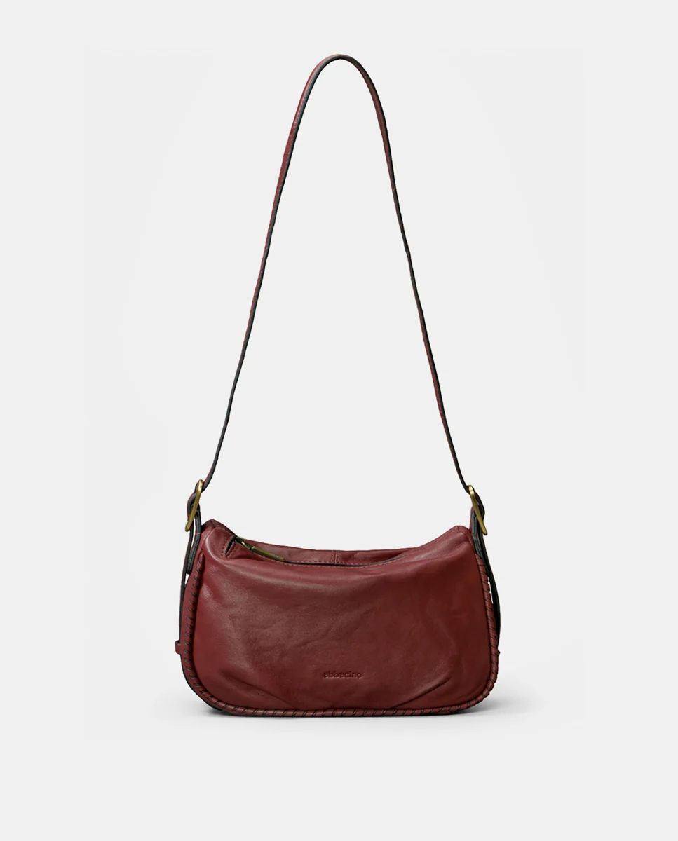 Bolso de mano en piel burdeos - Imagen 6