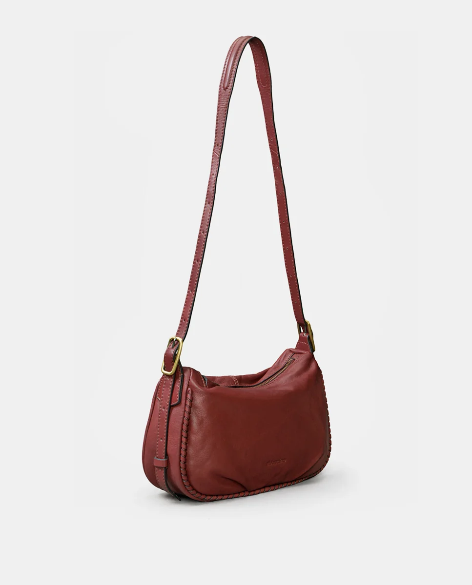 Bolso de mano en piel burdeos - Imagen 5