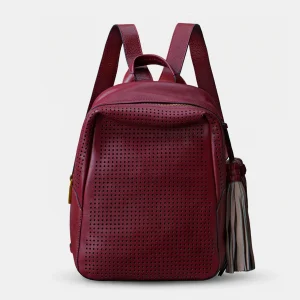 Mochila en piel troquelada burdeos
