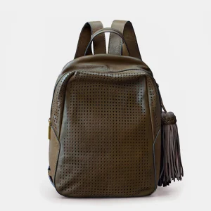 Mochila en piel troquelada verde