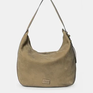 Bolso de hombro en serraje taupe