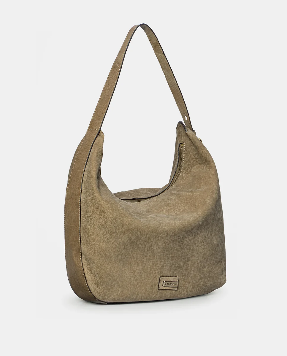 Bolso de hombro en serraje taupe - Imagen 3