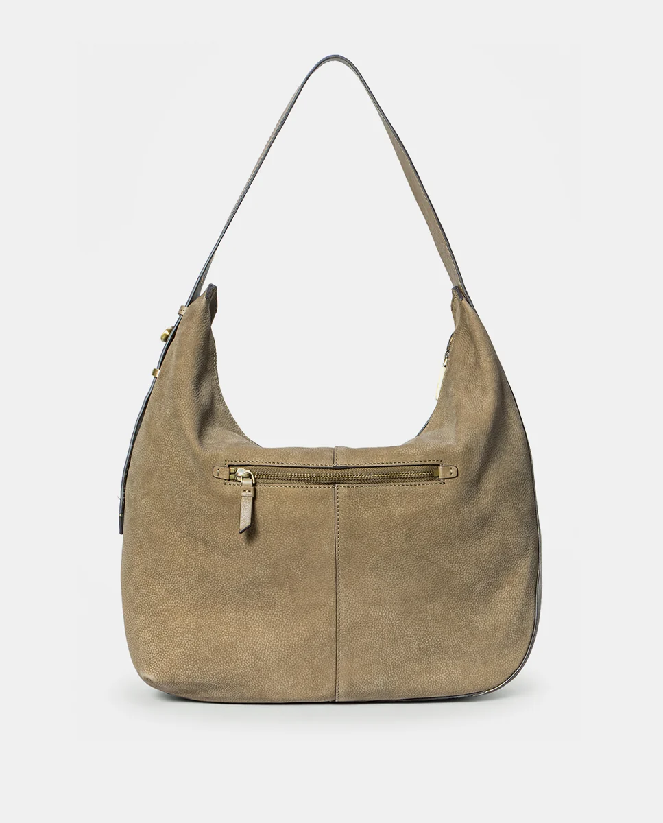 Bolso de hombro en serraje taupe - Imagen 4