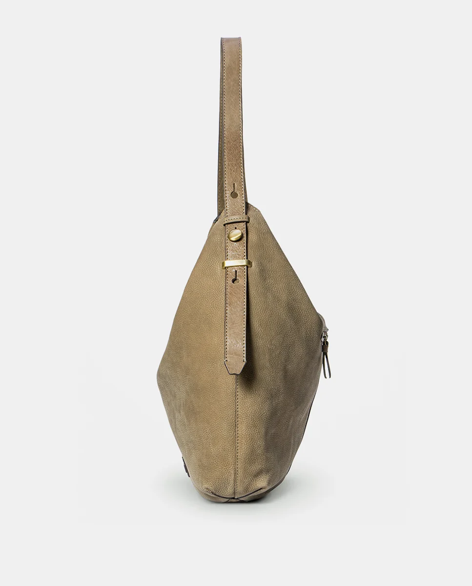 Bolso de hombro en serraje taupe - Imagen 5