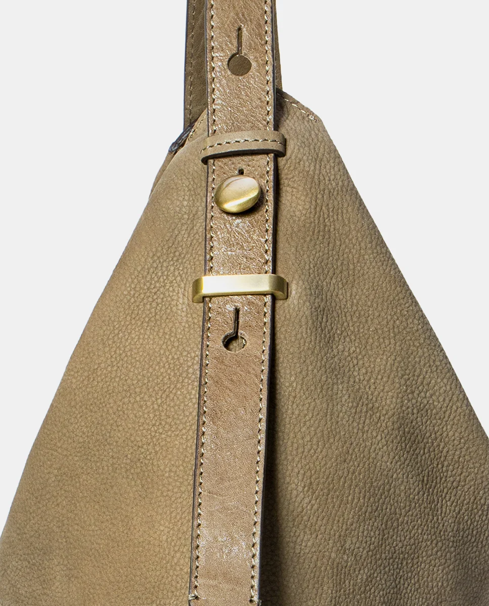 Bolso de hombro en serraje taupe - Imagen 8