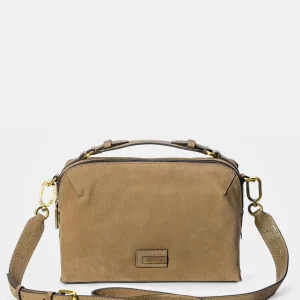 Bandolera en serraje taupe