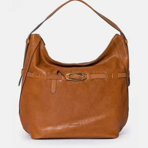 Bolso de hombro en piel cognac
