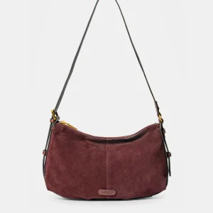 Bolso de hombro en serraje burdeos