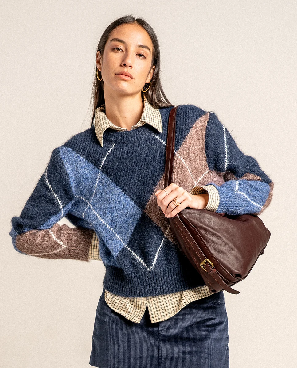 Bolso multifuncional en piel burdeos - Imagen 3