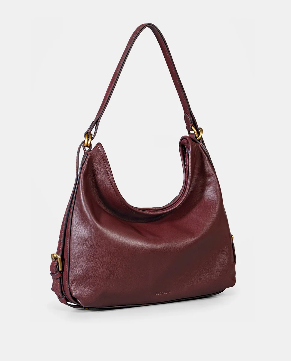 Bolso multifuncional en piel burdeos - Imagen 6
