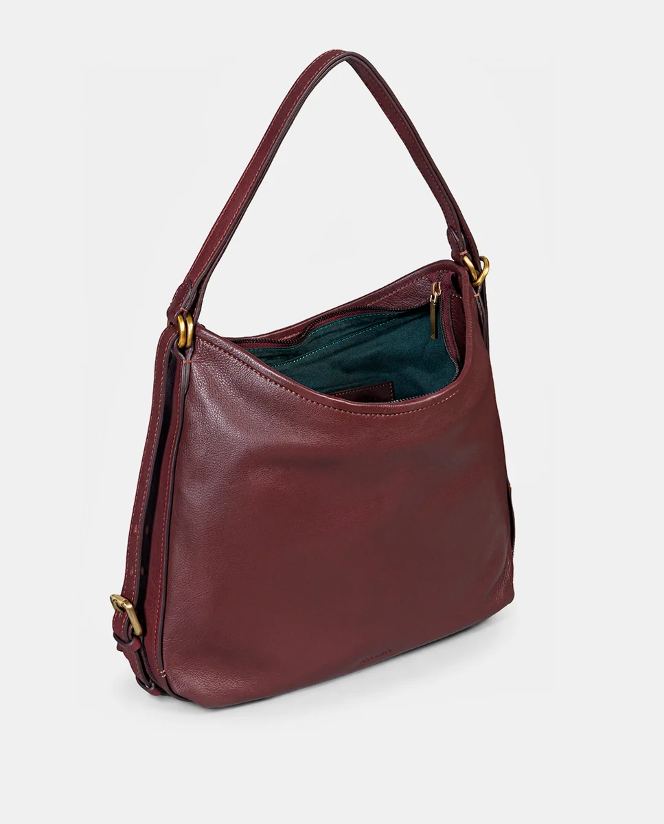 Bolso multifuncional en piel burdeos - Imagen 8