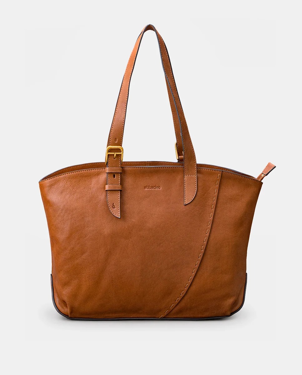 Shopper en piel cognac