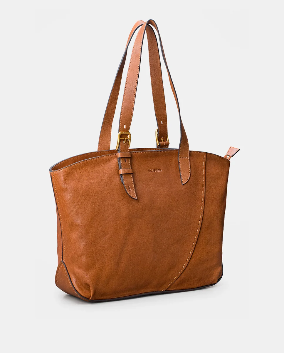 Shopper en piel cognac - Imagen 3