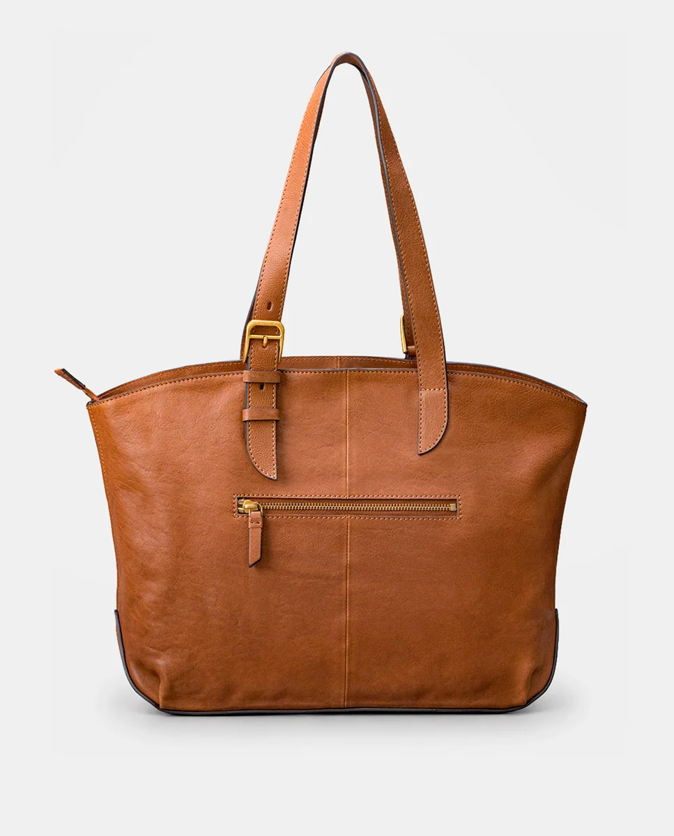 Shopper en piel cognac - Imagen 4