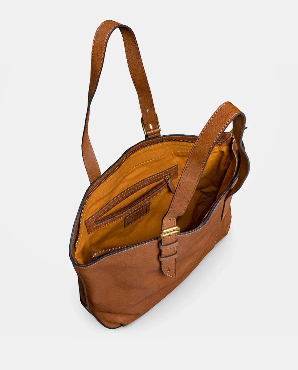 Shopper en piel cognac - Imagen 6