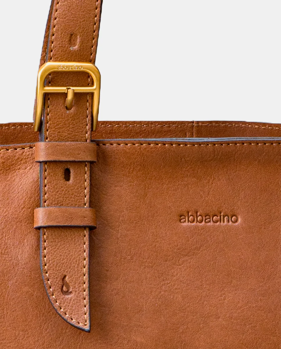 Shopper en piel cognac - Imagen 7