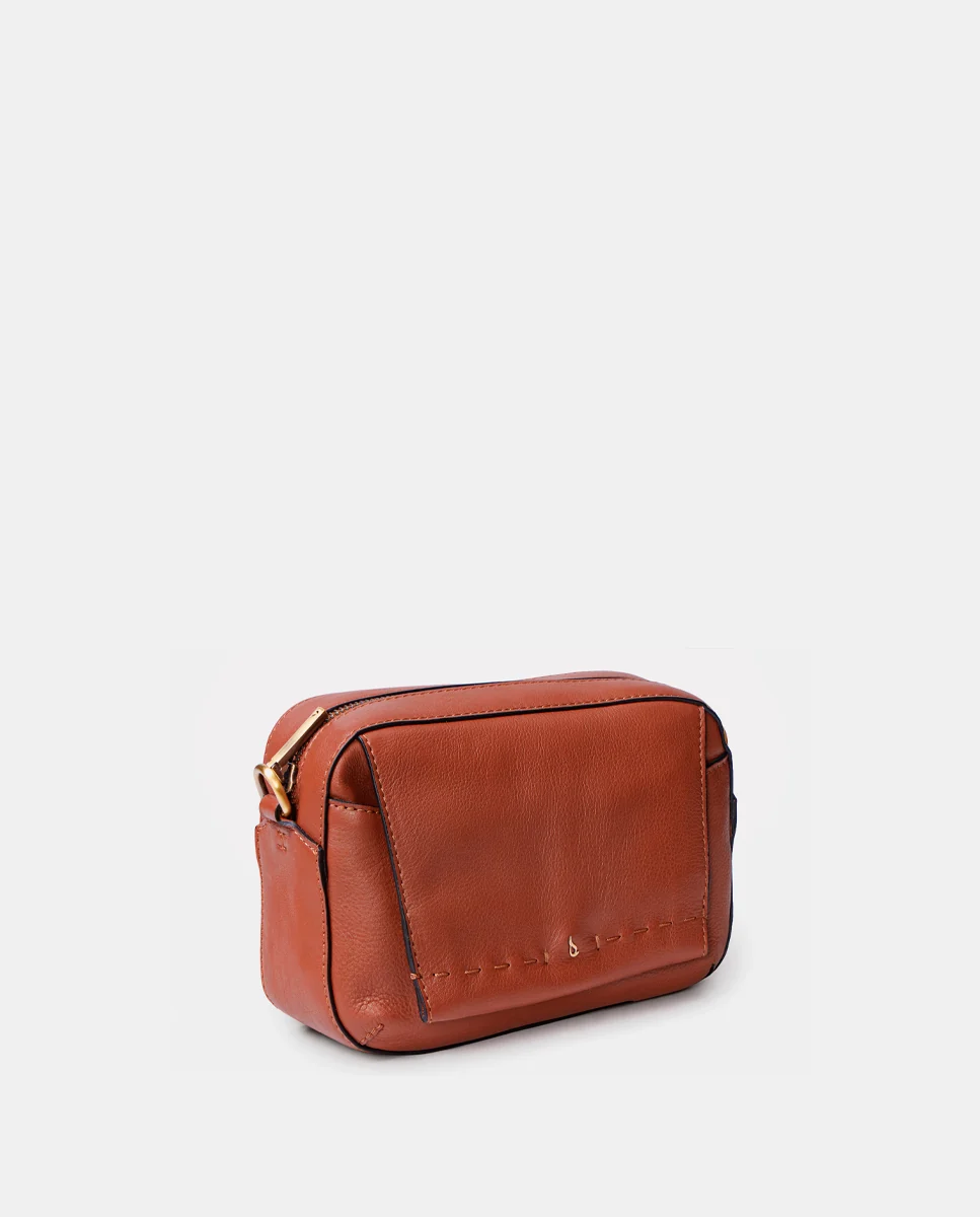Bandolera pequeña en piel cognac - Imagen 4