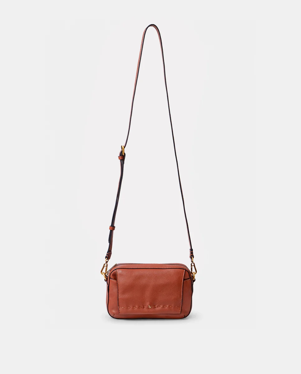 Bandolera pequeña en piel cognac - Imagen 7