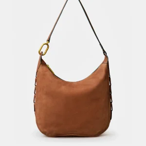Bolso de hombro en nobuck cognac